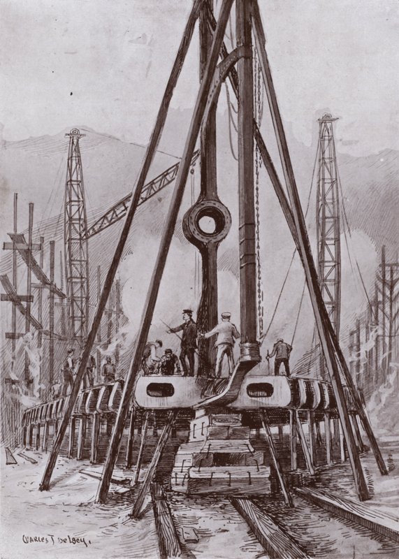 Fabricando el doble fondo de un barco de Charles John de (after) Lacy