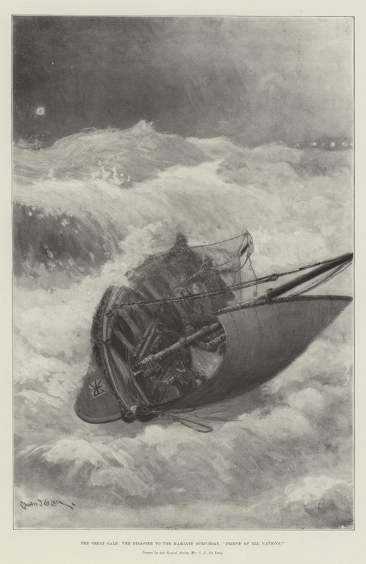 El gran vendaval, el desastre del bote salvavidas de Margate, Amigo de Todas las Naciones de Charles John de Lacy