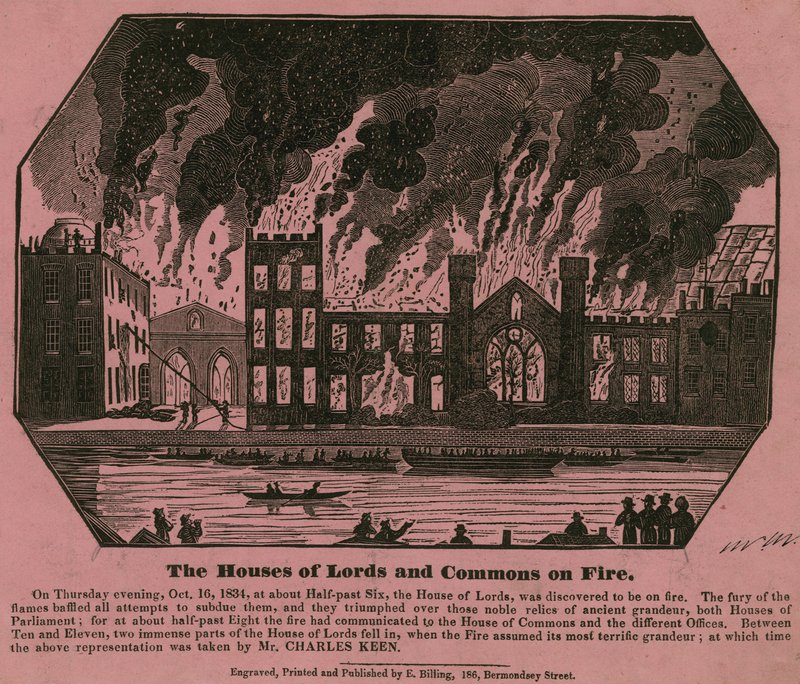 Las Casas de los Lores y los Comunes en llamas, 16 de octubre de 1834 de Charles Keene