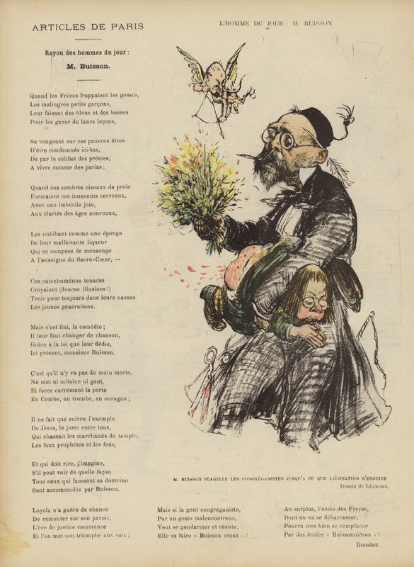 Caricatura del político francés Ferdinand Buisson. Ilustración para Le Rire de Charles Leandre