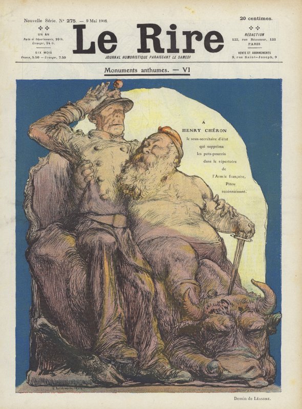 Caricatura de Henry Cheron, Subsecretario de Estado de Guerra de Francia (Ilustración para Le Rire) de Charles Leandre