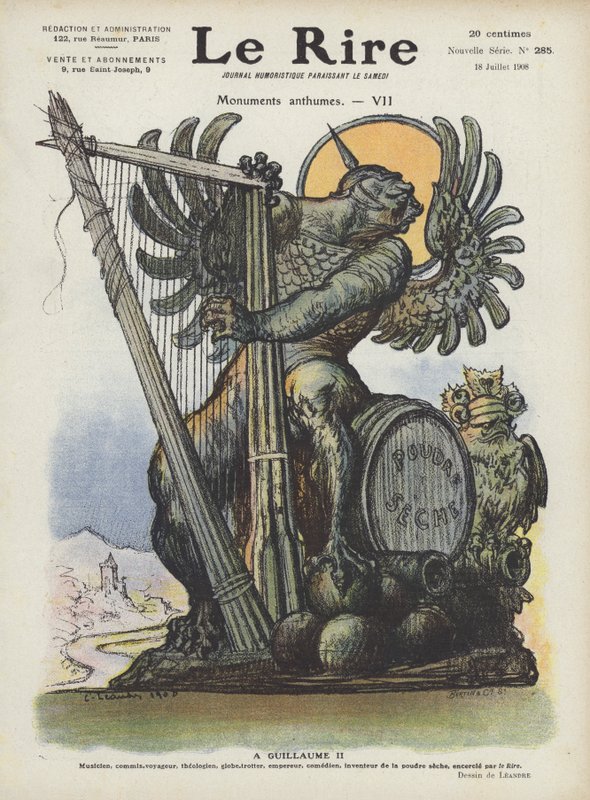 Caricatura del Kaiser Guillermo II de Alemania. Ilustración para Le Rire de Charles Leandre