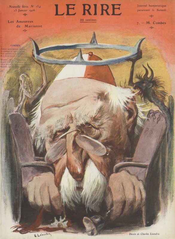 Emile Combes, político francés. Ilustración para Le Rire de Charles Leandre