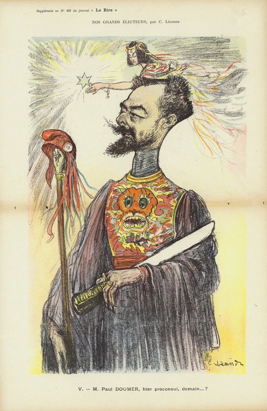 Paul Doumer, político francés, ilustración para Le Rire de Charles Leandre
