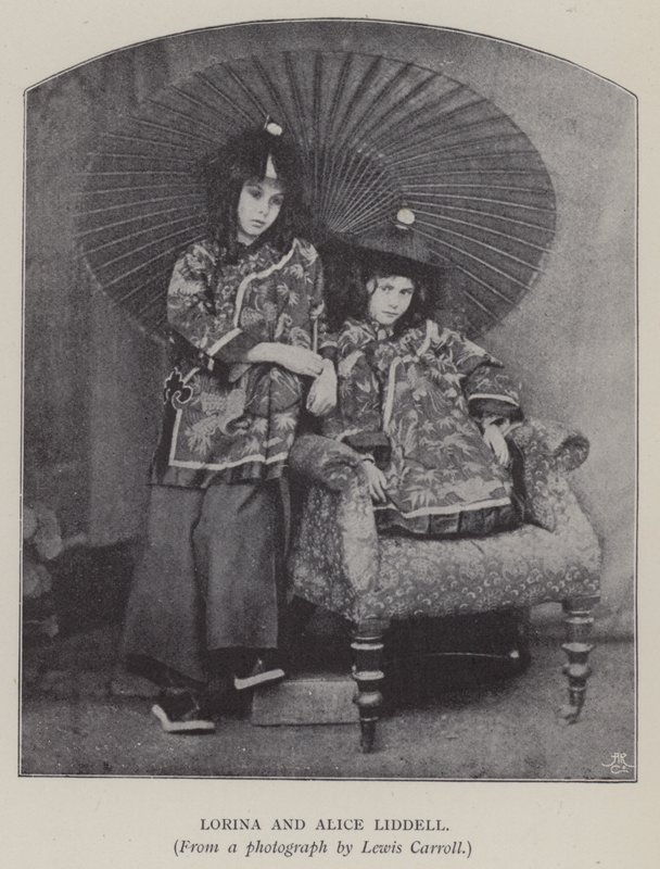 Lorina y Alice Liddell (foto en blanco y negro) de Charles Lutwidge Dodgson