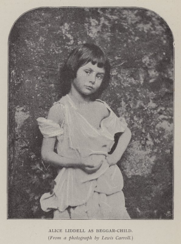 Alice Liddell como niña mendiga (foto en blanco y negro) de Charles Lutwidge Dodgson