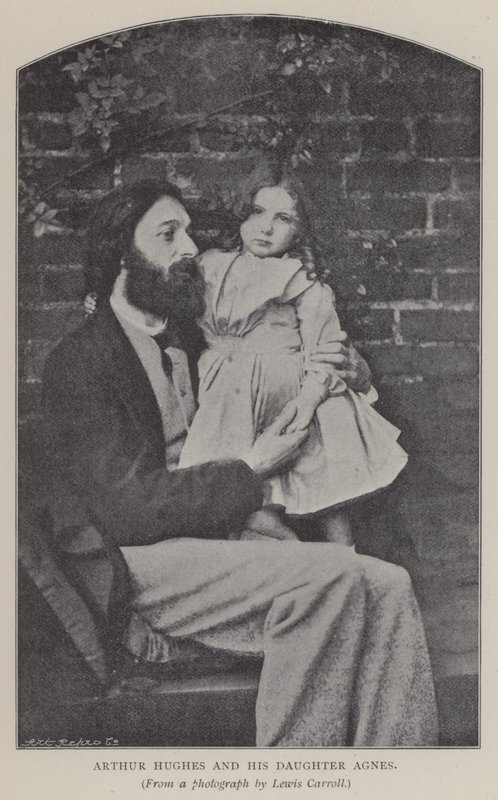Arthur Hughes y su hija Agnes (foto en blanco y negro) de Charles Lutwidge Dodgson