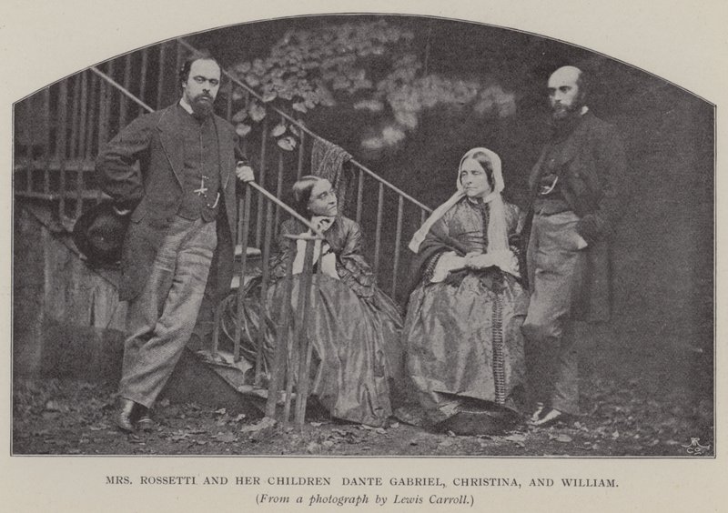 Sra. Rossetti y sus Hijos Dante Gabriel, Christina y William de Charles Lutwidge Dodgson