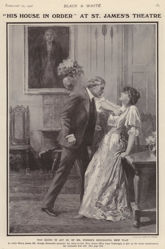 Actores ingleses George Alexander e Irene Vanbrugh en una producción de la obra de Arthur Wing Pinero Su Casa en Orden en el Teatro St James, Londres de Charles Mills (after) Sheldon