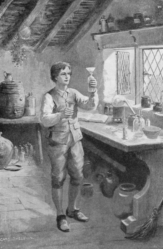 El joven Humphry Davy haciendo sus primeros experimentos (litografía) de Charles Mills (after) Sheldon