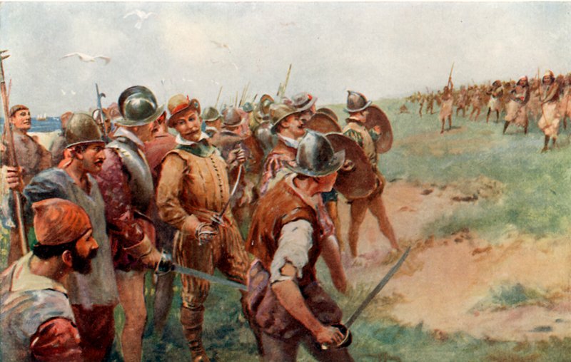 El grupo de Drake atacado por los patagones de Charles Mills Sheldon