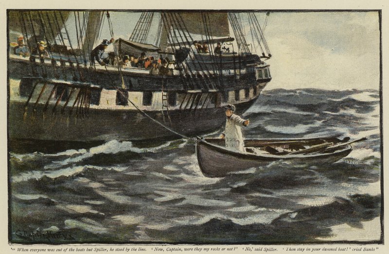 Ilustración para La Rehabilitación de la Vigia, por Morley Roberts de Charles Napier Hemy