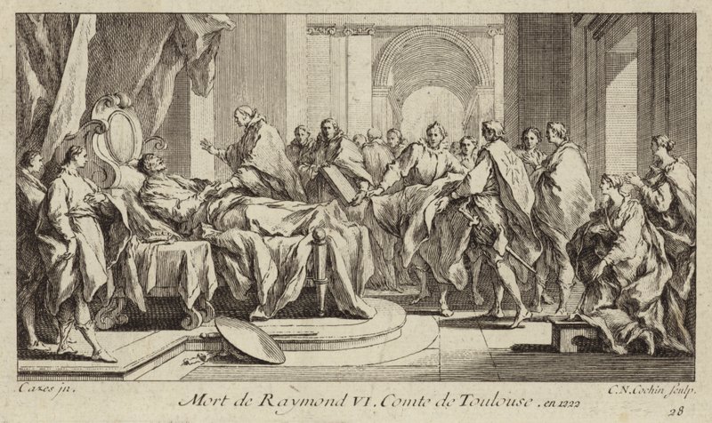 Muerte de Raymond VI, Conde de Toulouse de Charles Nicolas II Cochin
