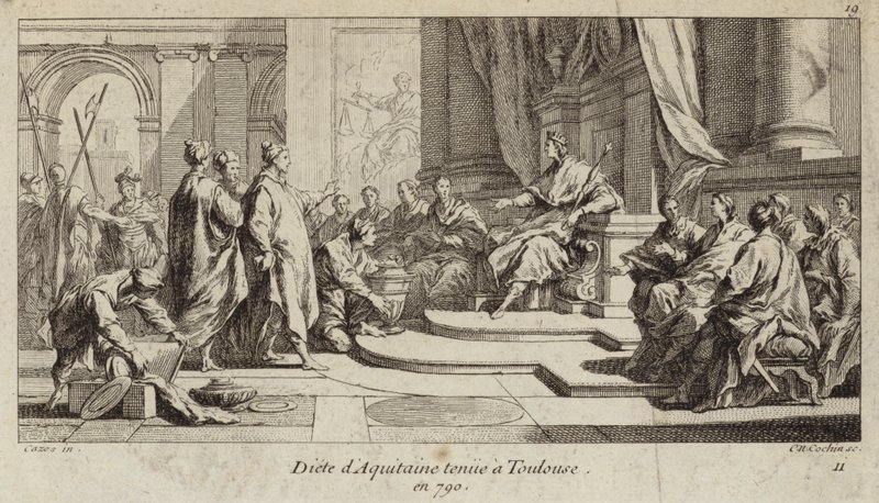 Dieta de Aquitania celebrada en Toulouse, 790 (grabado) de Charles Nicolas II Cochin