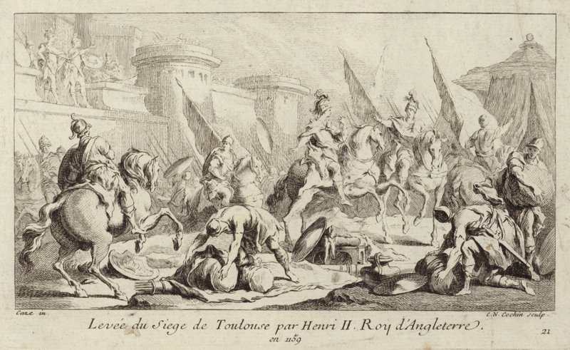 El Rey Enrique II de Inglaterra levantando el sitio de Toulouse de Charles Nicolas II Cochin