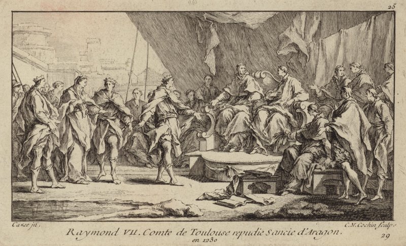 Raymond VII, conde de Toulouse, repudiando a su esposa, Sancha de Aragón de Charles Nicolas II Cochin
