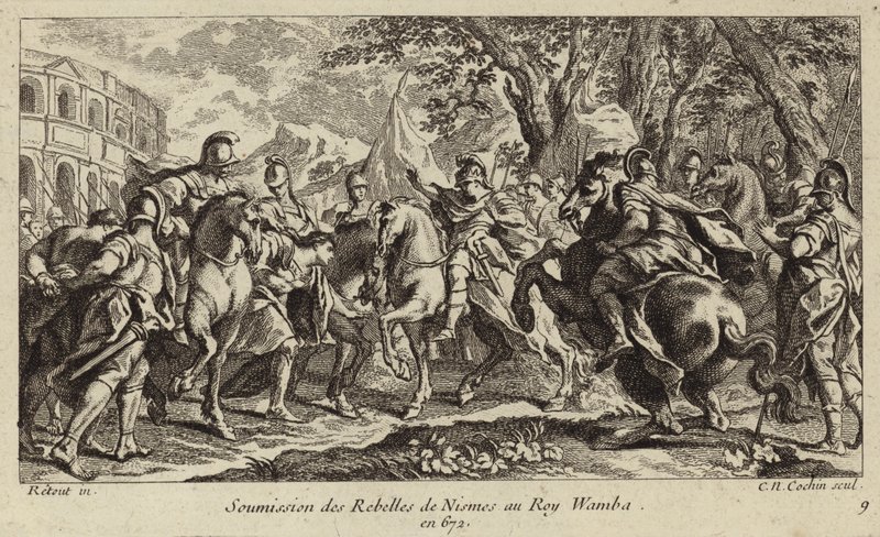 Sumisión de los rebeldes de Nimes a Wamba, Rey de los Visigodos, 672 de Charles Nicolas II Cochin