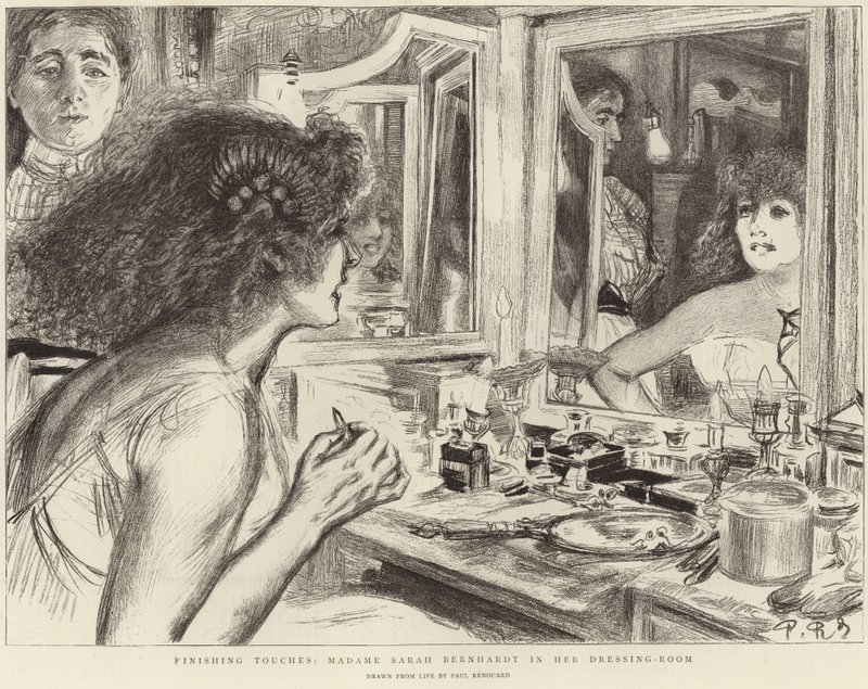 Madame Sarah Bernhardt en su camerino (litografía) de Charles Paul (after) Renouard