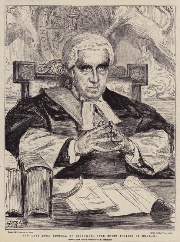 El difunto Lord Russell de Killowen, Lord Jefe de Justicia de Inglaterra (litografía) de Charles Paul (after) Renouard