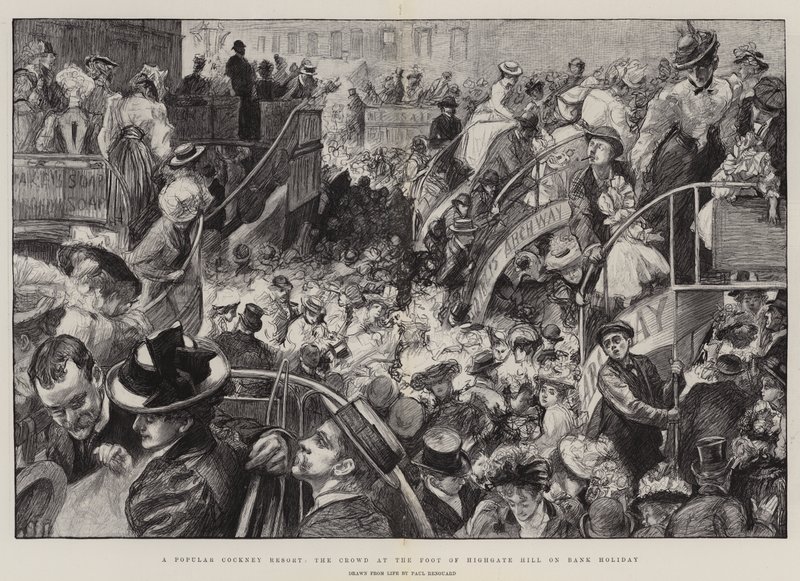 Un popular destino cockney, la multitud al pie de Highgate Hill en el día festivo de Charles Paul Renouard
