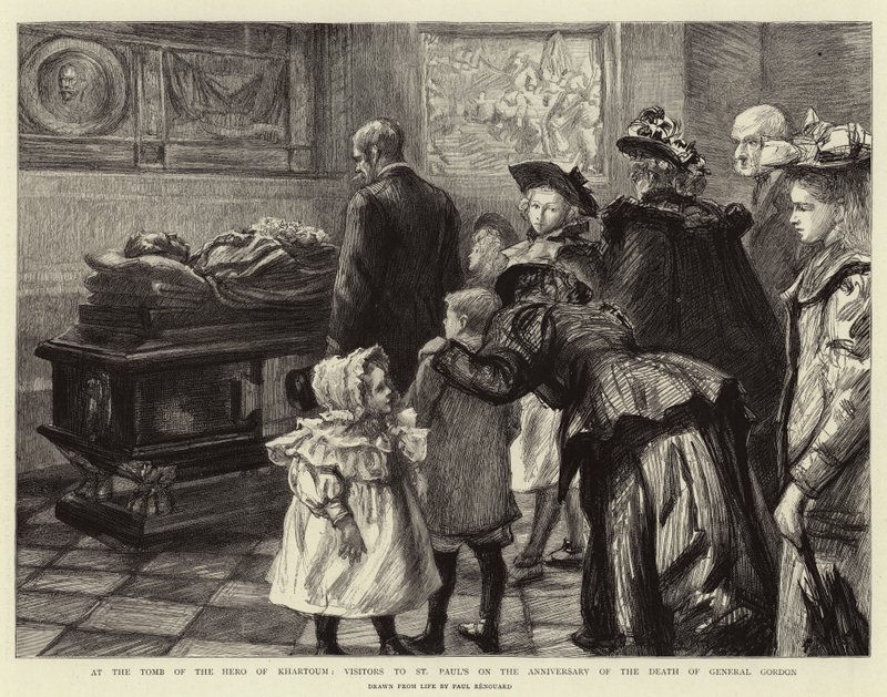 En la tumba del Héroe de Jartum, visitantes a San Pablo en el aniversario de la muerte del General Gordon de Charles Paul Renouard