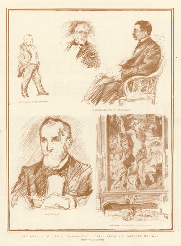 Bocetos de la vida en Rambouillet durante las vacaciones del presidente Loubet de Charles Paul Renouard