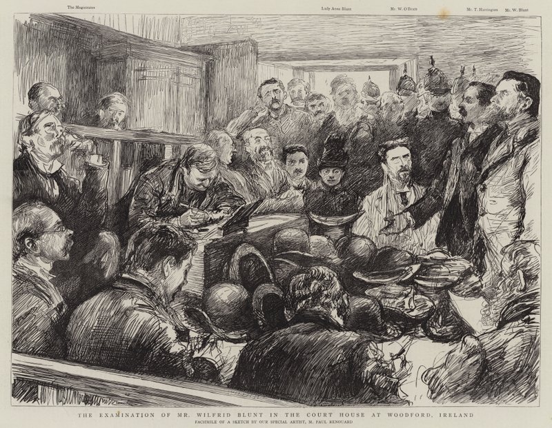 El examen del Sr. Wilfrid Blunt en el Palacio de Justicia en Woodford, Irlanda de Charles Paul Renouard