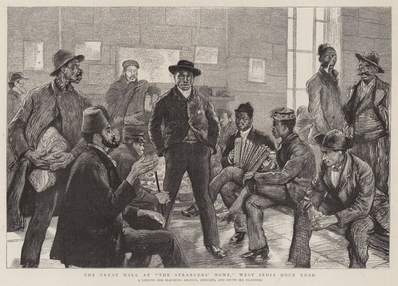 El Gran Salón en el Hogar de los Extranjeros, West India Dock Road de Charles Paul Renouard