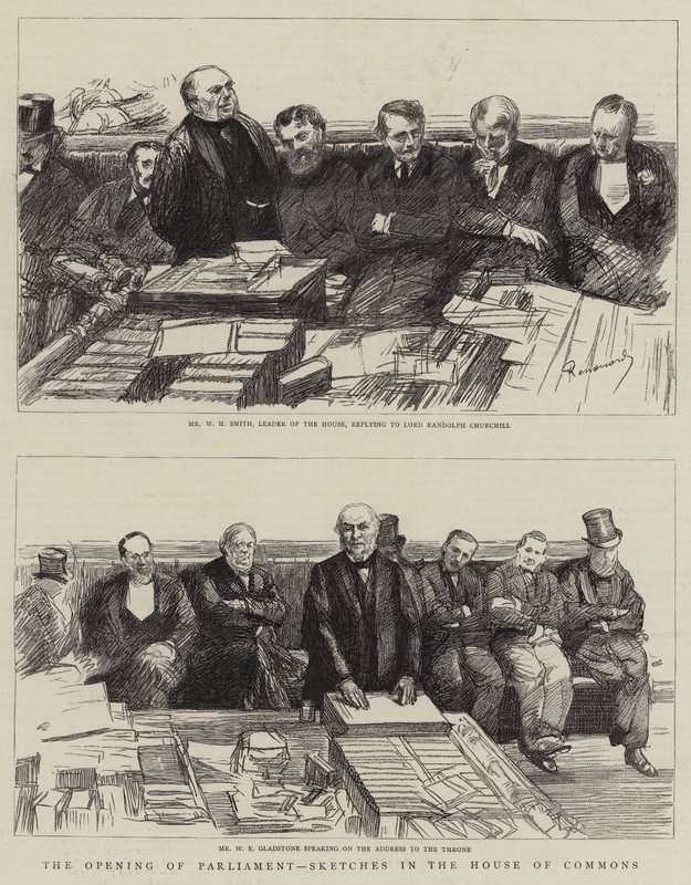 La Apertura del Parlamento, Bocetos en la Cámara de los Comunes de Charles Paul Renouard