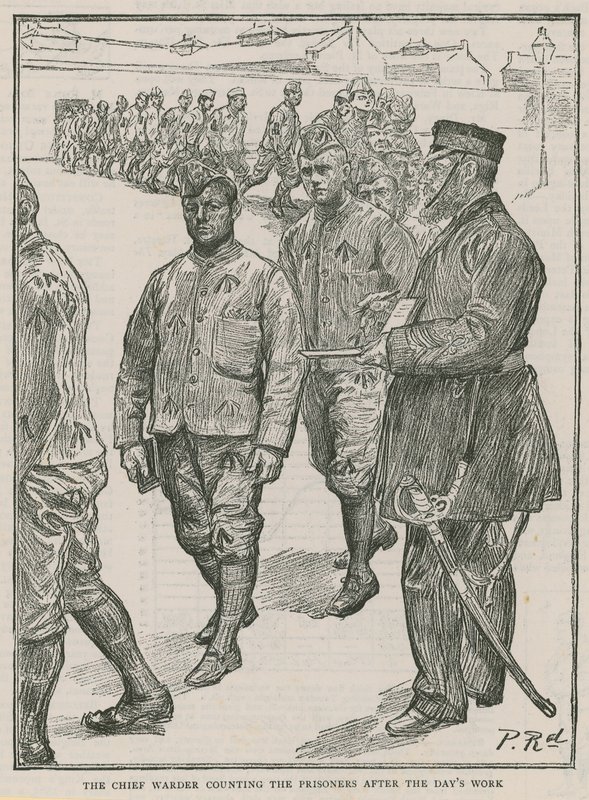 El Jefe de los Guardianes Contando a los Prisioneros después de un Día de Trabajo de Charles Paul Renouard