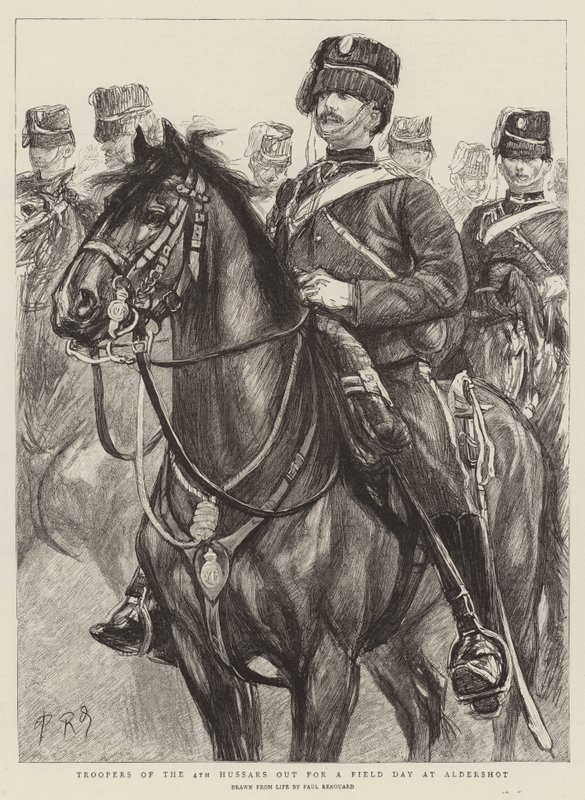 Soldados del 4º de Húsares en un día de campo en Aldershot de Charles Paul Renouard