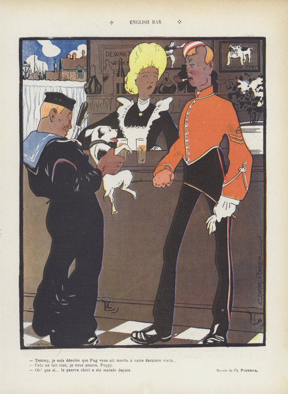 Barra inglesa. Ilustración para Le Rire (litografía en color) de Charles Pourriol