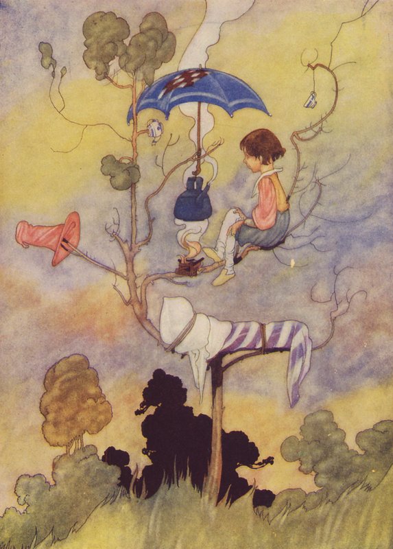 Una olla vigilada nunca hierve (litografía en color) de Charles Robinson