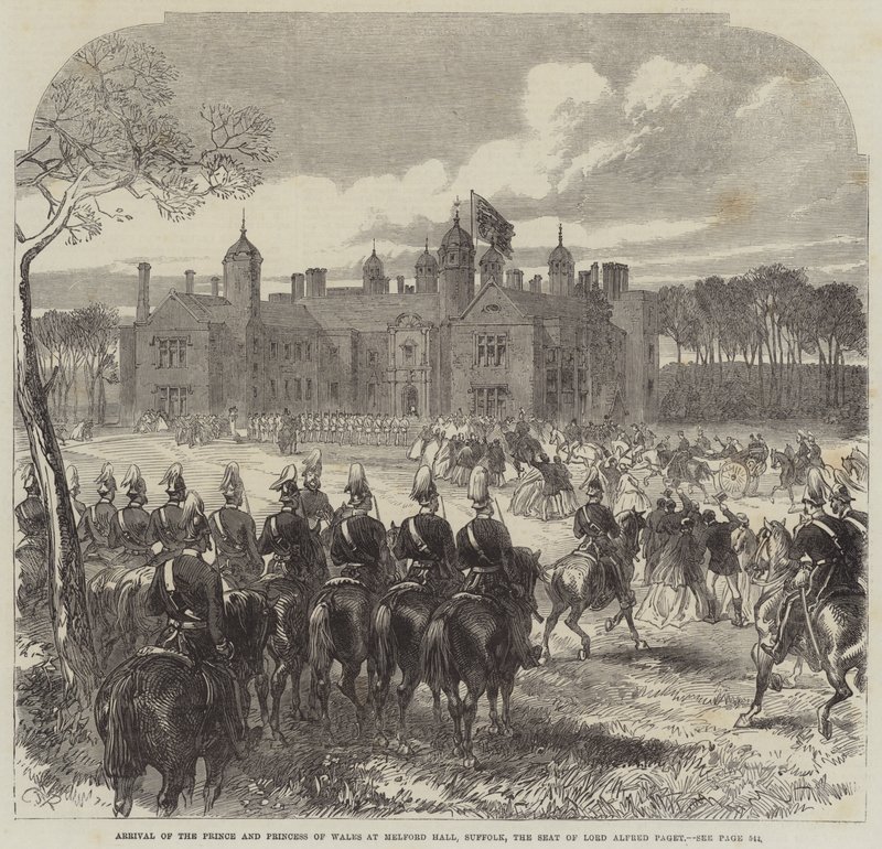 Llegada del Príncipe y la Princesa de Gales a Melford Hall, Suffolk, la residencia de Lord Alfred Paget de Sir John Charles Robinson