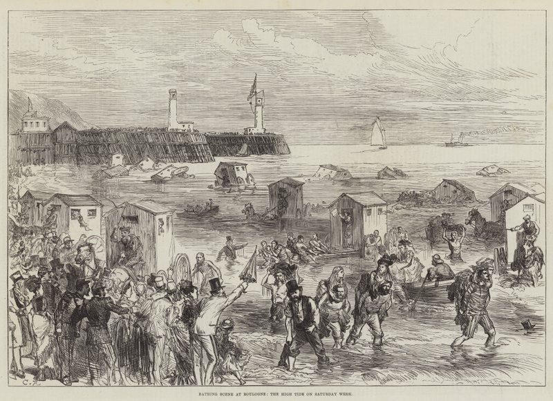 Escena de baño en Boulogne, la marea alta el sábado pasado de Sir John Charles Robinson