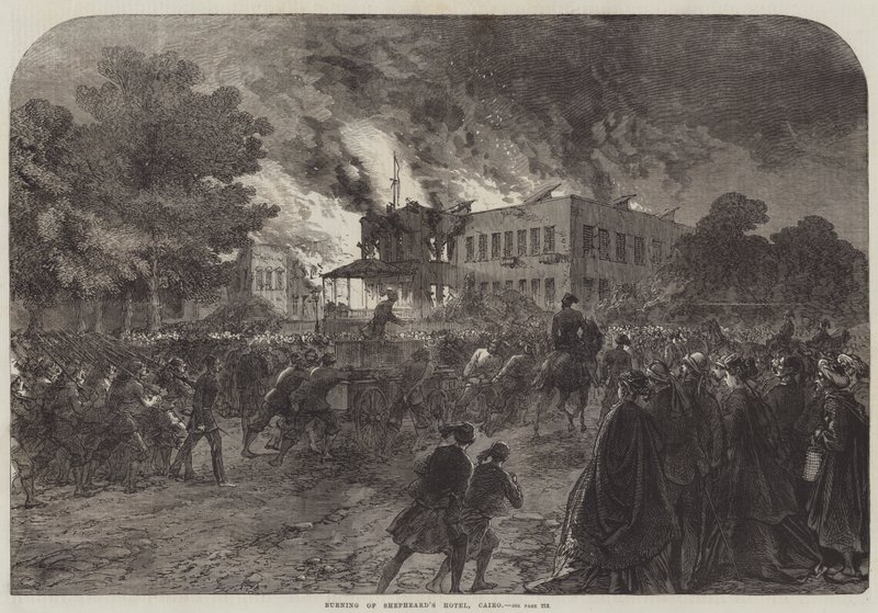 Incendio del Hotel Shepheard, El Cairo de Sir John Charles Robinson