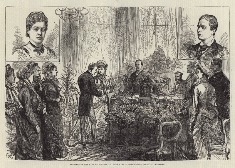 Matrimonio del Conde de Rosebery con la Srta. Hannah Rothschild, la ceremonia civil de Sir John Charles Robinson