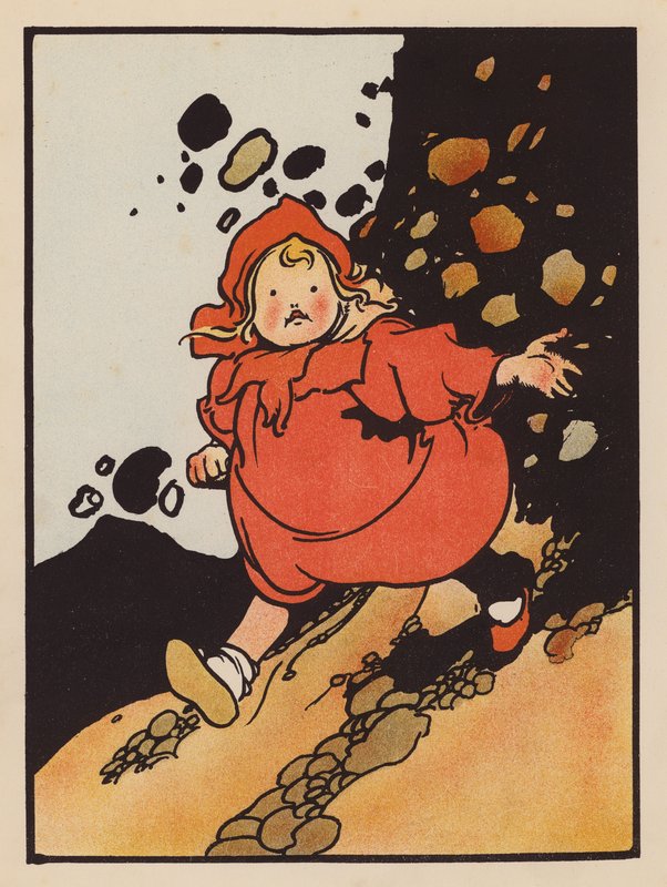 Tonterías: Chica que no consigue subir la colina (litografía en color) de Charles Robinson