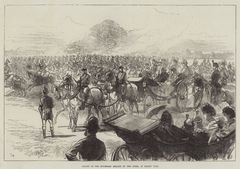 Revisión de la Brigada de la Casa Real por la Reina, en Bushey Park de Sir John Charles Robinson