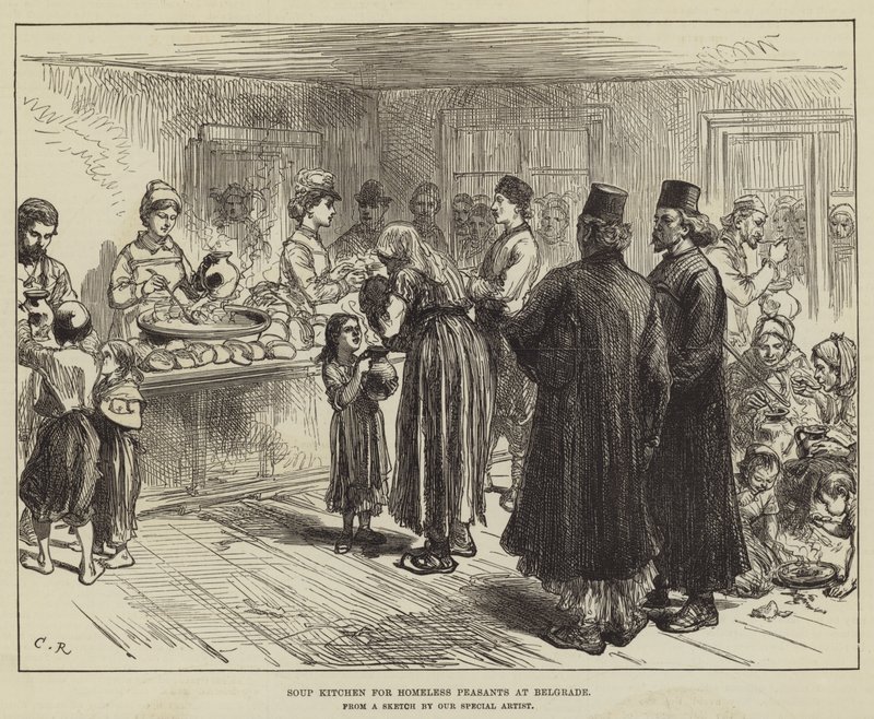 Cocina de sopa para campesinos sin hogar en Belgrado de Sir John Charles Robinson