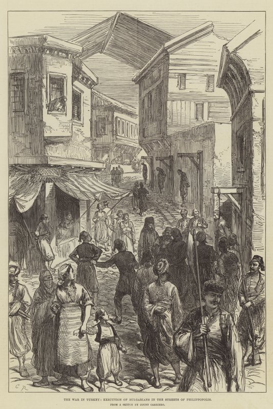 La guerra en Turquía, ejecución de búlgaros en las calles de Filipópolis de Sir John Charles Robinson