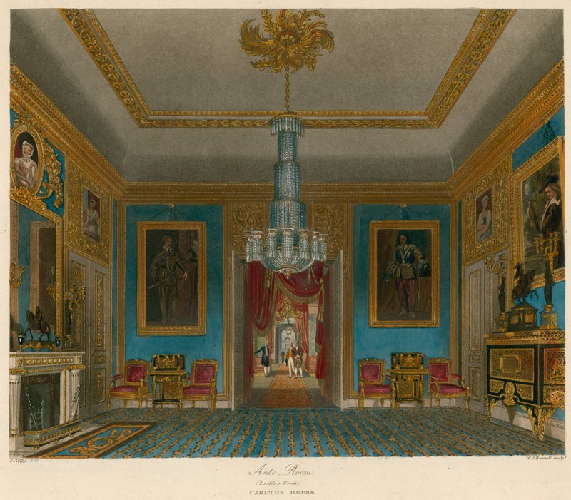 Sala de espera, Carlton House, Londres, mirando al norte de Charles Wild