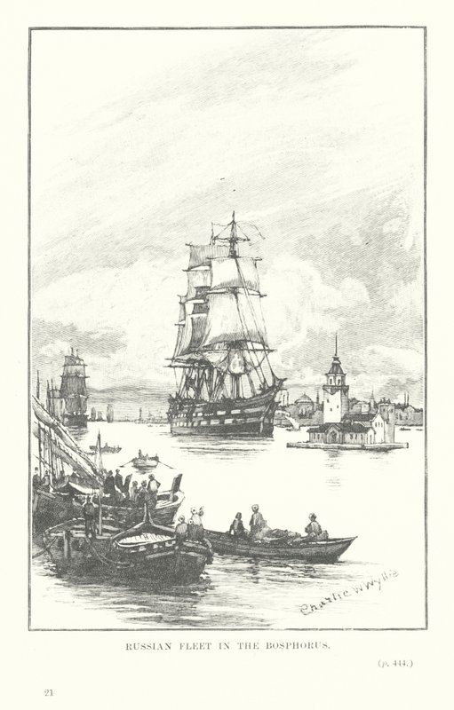 Flota rusa en el Bósforo (litografía) de Charles William Wyllie