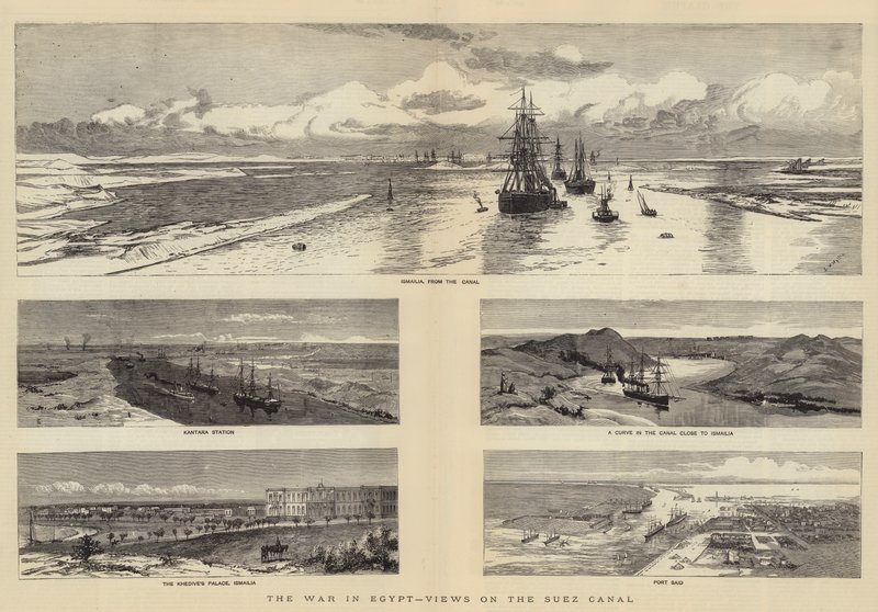 La guerra en Egipto, vistas del Canal de Suez de Charles William Wyllie
