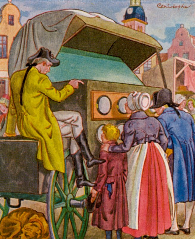 Guckkastenmann / Peep Box Man (litografía en color) de Christophe (1856 1945)