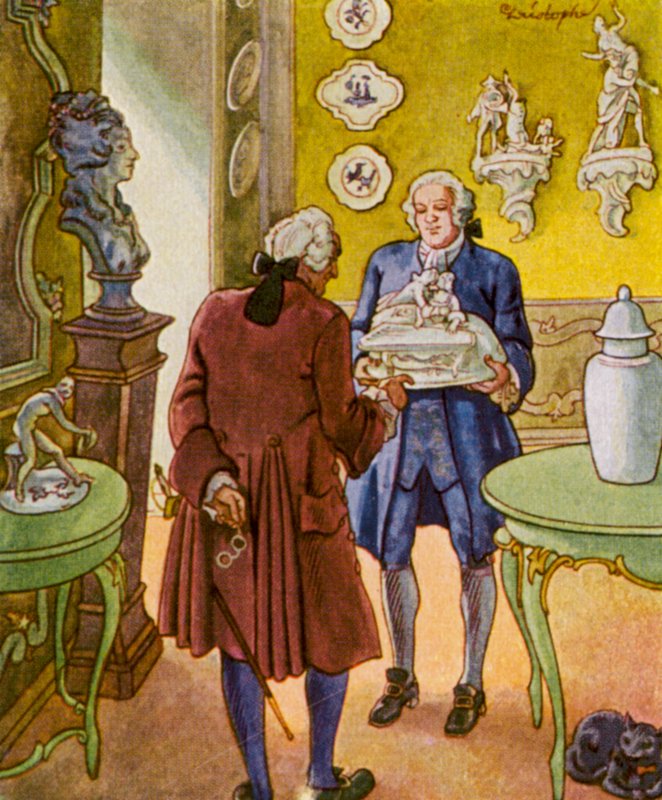 Porzellankabinett / Gabinete de porcelana (litografía en color) de Christophe (1856 1945)
