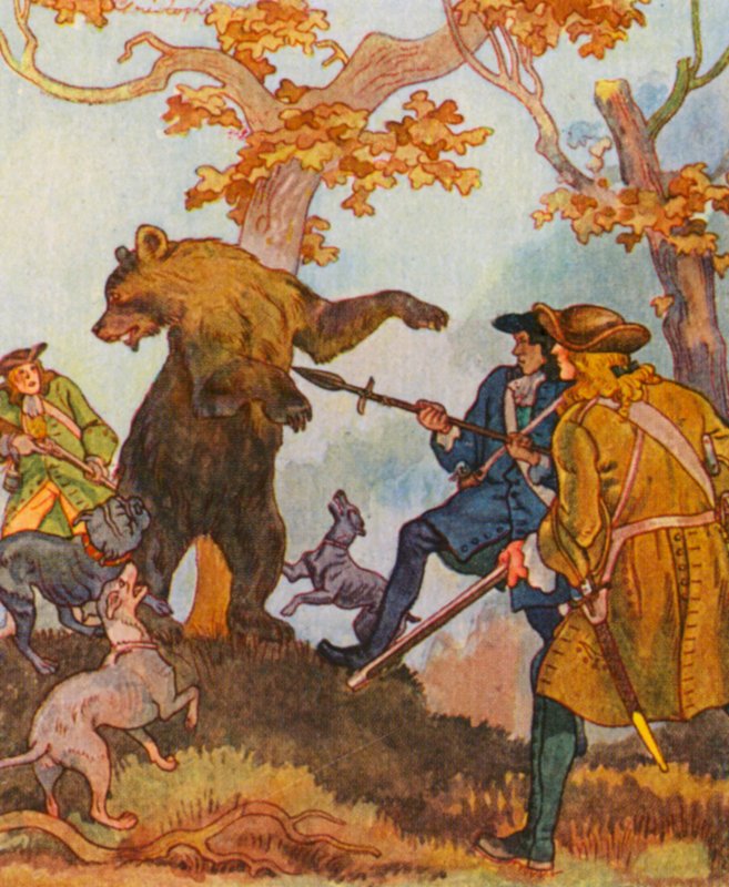 Barenjagd / Caza del oso (litografía en color) de Christophe (1856 1945)