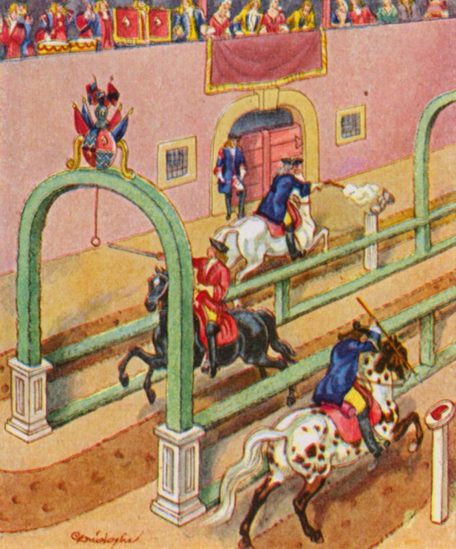 Ringelstechen / Ring Riding (litografía en color) de Christophe (1856 1945)