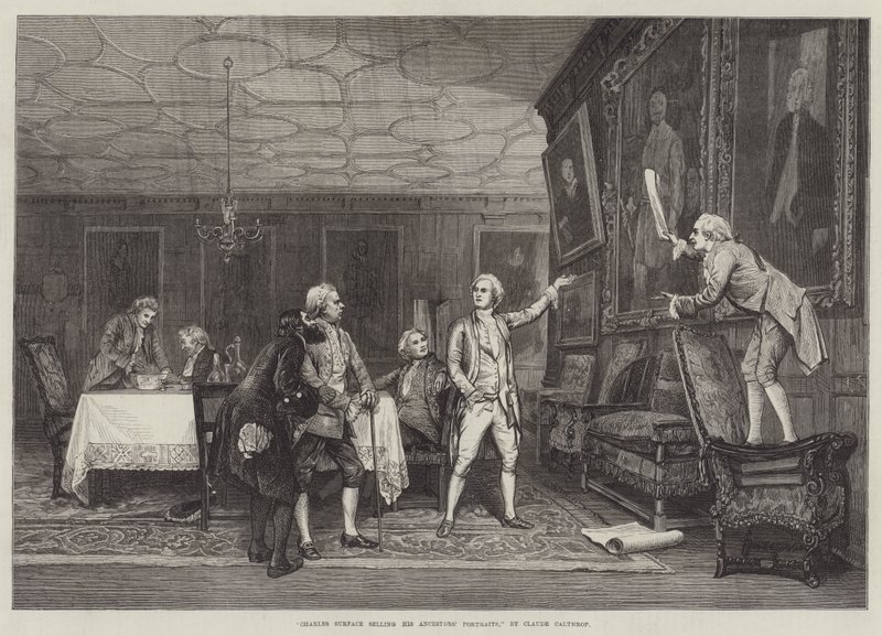 Charles Surface vendiendo los Retratos de sus Ancestros de Claude Andrew Calthrop