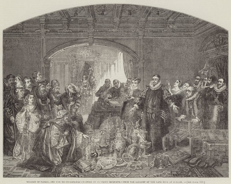 Guillermo de Nassau y los Prestamistas, de la Galería del difunto Rey de Holanda de Claude Jacquand